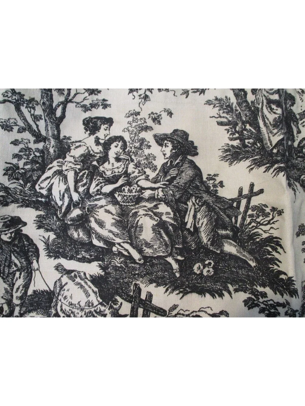 Vintage Waverly Home Classics Black and White Toile Ascot Window Valance Curtain